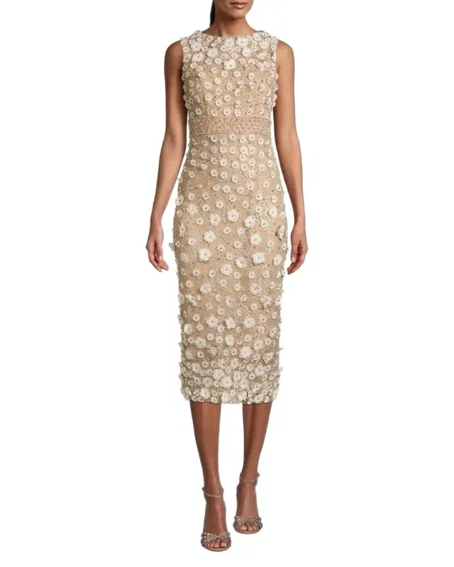 Floral Beaded Sheath Dress