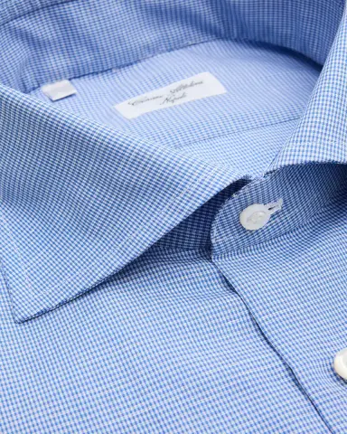 Cesare Attolini Men's Micro-Check Cotton-Linen Shirt | Thumbnail 2 Cesare Attolini Men's Micro-Check Cotton-Linen Shirt | Thumbnail 2