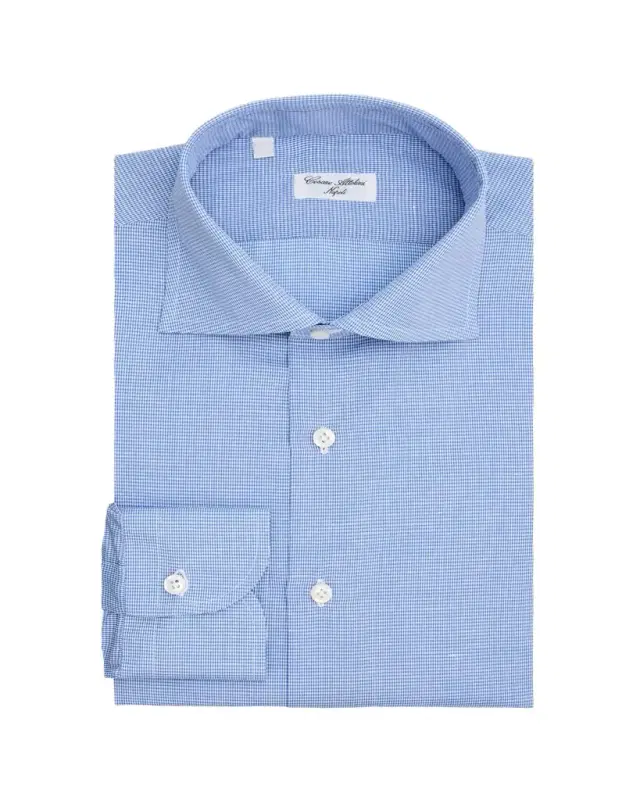 Men's Micro-Check Cotton-Linen Shirt Men's Micro-Check Cotton-Linen Shirt