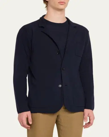 Maurizio Baldassari Men's Cashmere Knit Patch-Pocket Blazer | Thumbnail 4