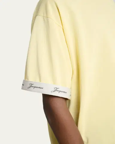 Jacquemus Men's Reverse Logo-Tape Relaxed Crewneck T-Shirt | Thumbnail 5