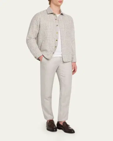 Maurizio Baldassari Men's Linen, Silk and Wool Overshirt with Pockets | Thumbnail 2