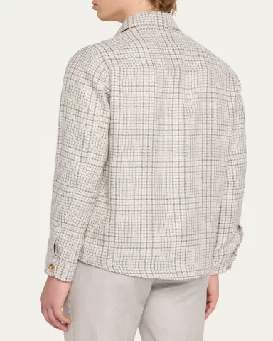 Maurizio Baldassari Men's Linen, Silk and Wool Overshirt with Pockets | Thumbnail 3