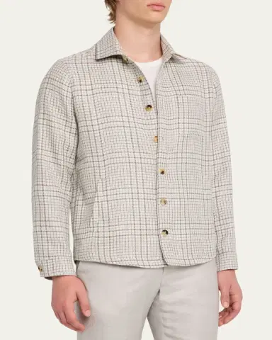 Maurizio Baldassari Men's Linen, Silk and Wool Overshirt with Pockets | Thumbnail 4
