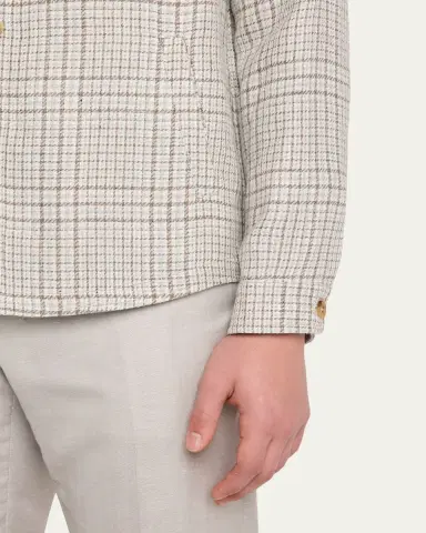 Maurizio Baldassari Men's Linen, Silk and Wool Overshirt with Pockets | Thumbnail 5
