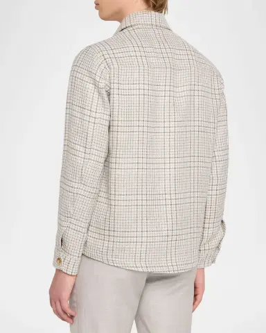 Maurizio Baldassari Men's Linen, Silk and Wool Overshirt with Pockets | Thumbnail 7