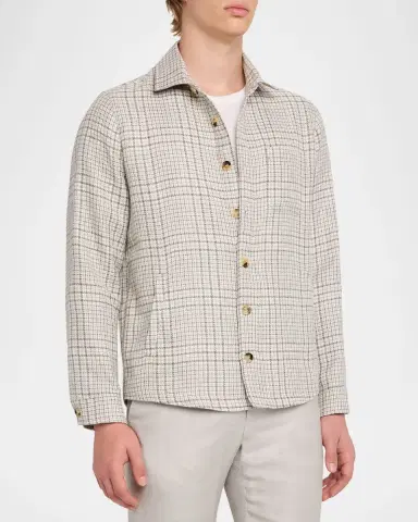Maurizio Baldassari Men's Linen, Silk and Wool Overshirt with Pockets | Thumbnail 8