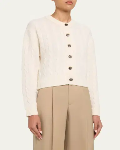 Lisa Yang Cassie Cashmere Cable Knit Crewneck Cardigan | Thumbnail 4