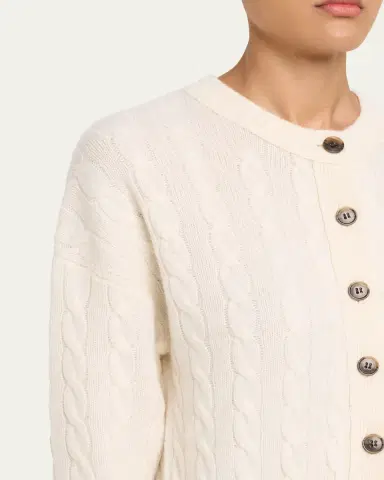 Lisa Yang Cassie Cashmere Cable Knit Crewneck Cardigan | Thumbnail 5