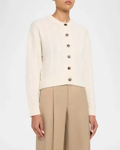 Lisa Yang Cassie Cashmere Cable Knit Crewneck Cardigan | Thumbnail 8