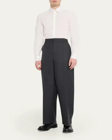 Valentino Garavani Men's Solid Cotton Hidden-Placket Sport Shirt | Thumbnail 2 Valentino Garavani Men's Solid Cotton Hidden-Placket Sport Shirt | Thumbnail 2