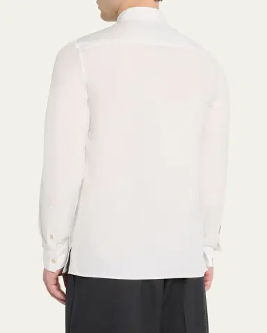 Valentino Garavani Men's Solid Cotton Hidden-Placket Sport Shirt | Thumbnail 3 Valentino Garavani Men's Solid Cotton Hidden-Placket Sport Shirt | Thumbnail 3