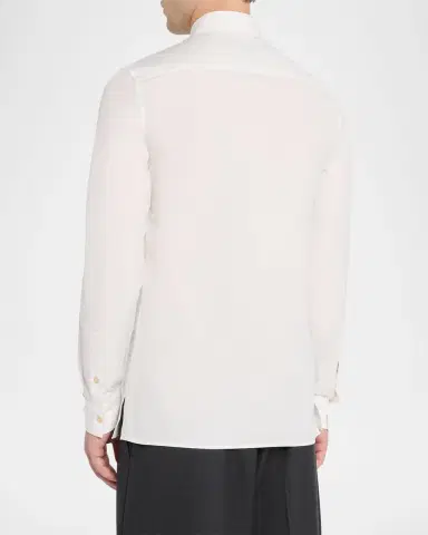 Valentino Garavani Men's Solid Cotton Hidden-Placket Sport Shirt | Thumbnail 7 Valentino Garavani Men's Solid Cotton Hidden-Placket Sport Shirt | Thumbnail 7