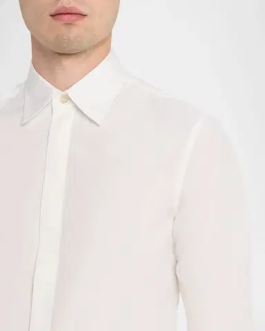 Valentino Garavani Men's Solid Cotton Hidden-Placket Sport Shirt | Thumbnail 9 Valentino Garavani Men's Solid Cotton Hidden-Placket Sport Shirt | Thumbnail 9
