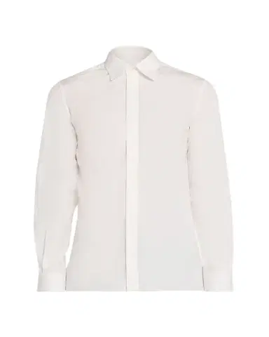Valentino Garavani Men's Solid Cotton Hidden-Placket Sport Shirt | Thumbnail 1 Valentino Garavani Men's Solid Cotton Hidden-Placket Sport Shirt | Thumbnail 1