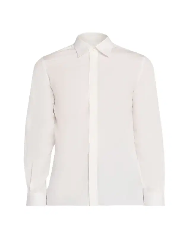 Men's Solid Cotton Hidden-Placket Sport Shirt