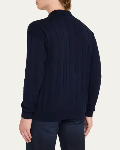 Kiton Men's Cotton & Cashmere Knit Button-Down Shirt | Thumbnail 3