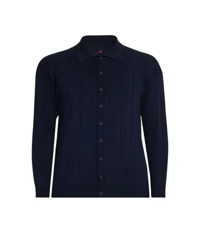 Kiton Men's Cotton & Cashmere Knit Button-Down Shirt