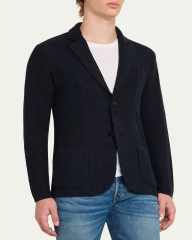 Maurizio Baldassari Men's Silk-Cotton Summer Stitch Knit Blazer | Thumbnail 4 Maurizio Baldassari Men's Silk-Cotton Summer Stitch Knit Blazer | Thumbnail 4