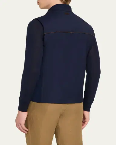Maurizio Baldassari Men's Summer Full-Zip Vest with Knit Sides | Thumbnail 3 Maurizio Baldassari Men's Summer Full-Zip Vest with Knit Sides | Thumbnail 3