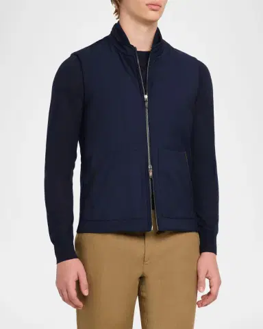 Maurizio Baldassari Men's Summer Full-Zip Vest with Knit Sides | Thumbnail 8 Maurizio Baldassari Men's Summer Full-Zip Vest with Knit Sides | Thumbnail 8