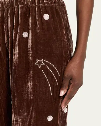 BERNADETTE Louis Embellished Velvet Straight-Leg Pajama Pants | Thumbnail 5