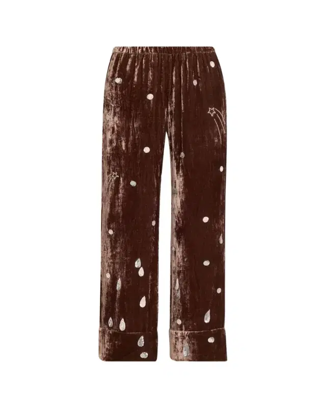 Louis Embellished Velvet Straight-Leg Pajama Pants