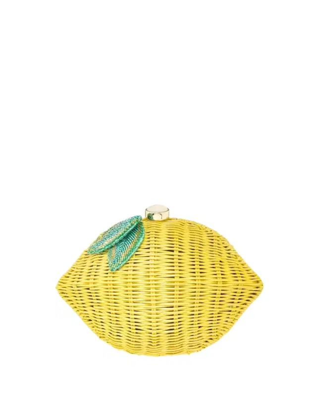 Judith Leiber Couture Lemon Basket-Weave Rattan Clutch Bag