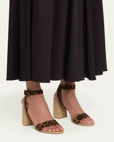 Gianvito Rossi 85mm Leopard-Printed Suede and Raffia Sandals | Thumbnail 2