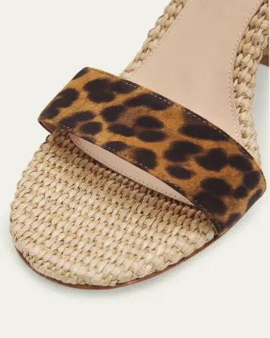 Gianvito Rossi 85mm Leopard-Printed Suede and Raffia Sandals | Thumbnail 5
