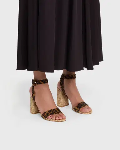 Gianvito Rossi 85mm Leopard-Printed Suede and Raffia Sandals | Thumbnail 6