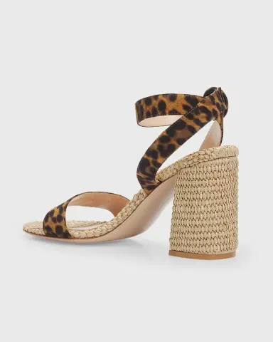 Gianvito Rossi 85mm Leopard-Printed Suede and Raffia Sandals | Thumbnail 8