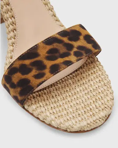 Gianvito Rossi 85mm Leopard-Printed Suede and Raffia Sandals | Thumbnail 9