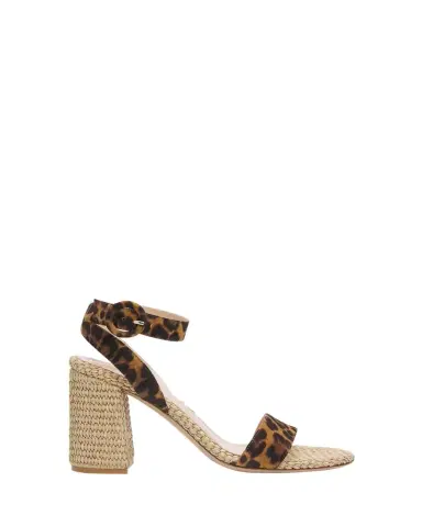 Gianvito Rossi 85mm Leopard-Printed Suede and Raffia Sandals | Thumbnail 1