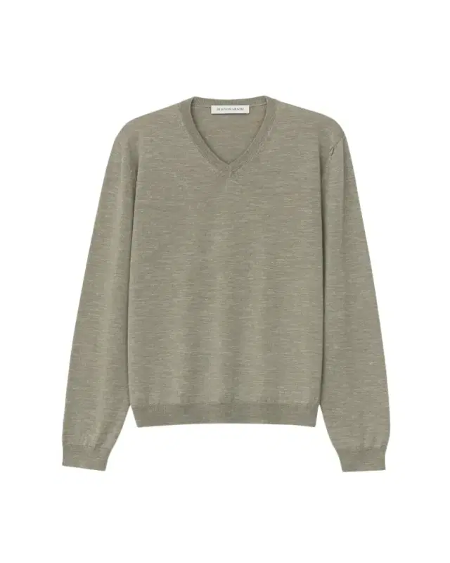 Men's Wool, Silk and Linen Knit V-Neck Sweater