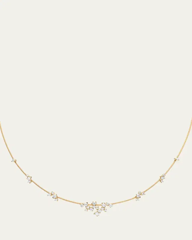 18K Yellow Gold Diamond Single Unity Confetti Necklace