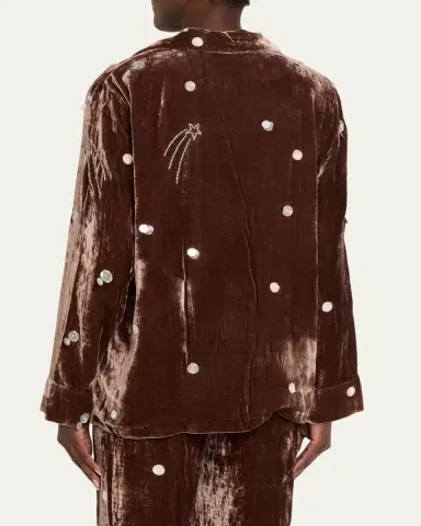 BERNADETTE Louis Embellished Velvet Pajama Shirt | Thumbnail 3