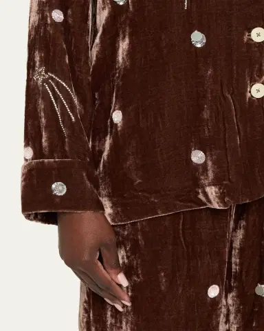 BERNADETTE Louis Embellished Velvet Pajama Shirt | Thumbnail 5