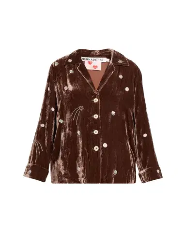BERNADETTE Louis Embellished Velvet Pajama Shirt | Thumbnail 1