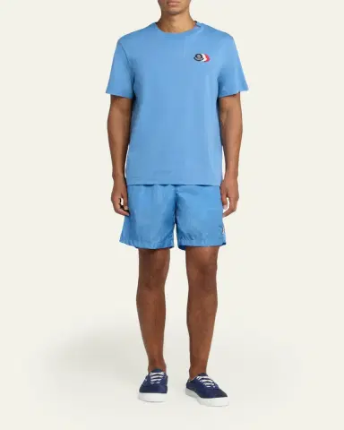 Moncler Men's Tricolor Patch Cotton T-Shirt | Thumbnail 2 Moncler Men's Tricolor Patch Cotton T-Shirt | Thumbnail 2