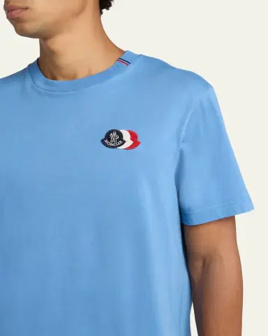 Moncler Men's Tricolor Patch Cotton T-Shirt | Thumbnail 5 Moncler Men's Tricolor Patch Cotton T-Shirt | Thumbnail 5