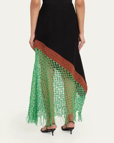Rosie Assoulin Return of the Mac(rame) Skirt in Ridged Linen | Thumbnail 3