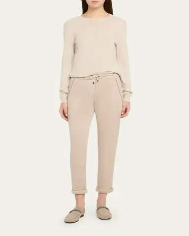 Brunello Cucinelli Monili-Trim Slim-Leg Ankle Drawstring Sport Pants | Thumbnail 6 Brunello Cucinelli Monili-Trim Slim-Leg Ankle Drawstring Sport Pants | Thumbnail 6