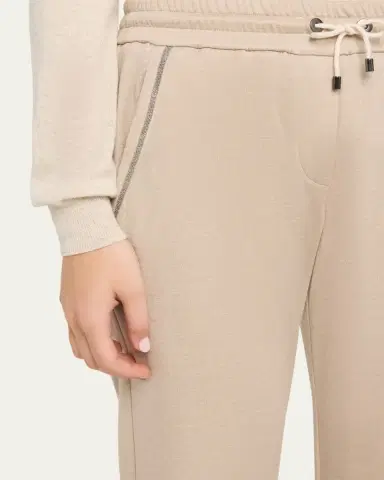 Brunello Cucinelli Monili-Trim Slim-Leg Ankle Drawstring Sport Pants | Thumbnail 9 Brunello Cucinelli Monili-Trim Slim-Leg Ankle Drawstring Sport Pants | Thumbnail 9