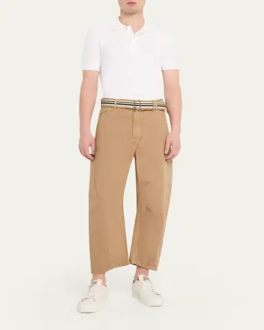 MORDECAI Men's Cotton Belted Barrel-Leg Pants | Thumbnail 2 MORDECAI Men's Cotton Belted Barrel-Leg Pants | Thumbnail 2