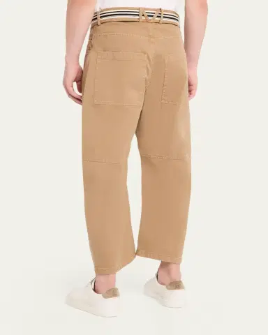 MORDECAI Men's Cotton Belted Barrel-Leg Pants | Thumbnail 3 MORDECAI Men's Cotton Belted Barrel-Leg Pants | Thumbnail 3