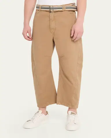 MORDECAI Men's Cotton Belted Barrel-Leg Pants | Thumbnail 4 MORDECAI Men's Cotton Belted Barrel-Leg Pants | Thumbnail 4
