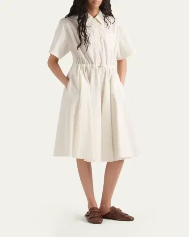 Prada Drawstring Pleated Midi Dress | Thumbnail 2 Prada Drawstring Pleated Midi Dress | Thumbnail 2