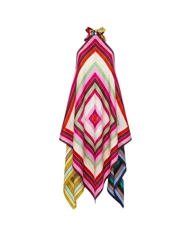 Diane von Furstenberg Harley Striped Silk Scarf Handkerchief Midi Dress