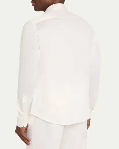ZEGNA Men's Silk, Linen, and Cotton Melange Long-Sleeve Shirt | Thumbnail 3 ZEGNA Men's Silk, Linen, and Cotton Melange Long-Sleeve Shirt | Thumbnail 3
